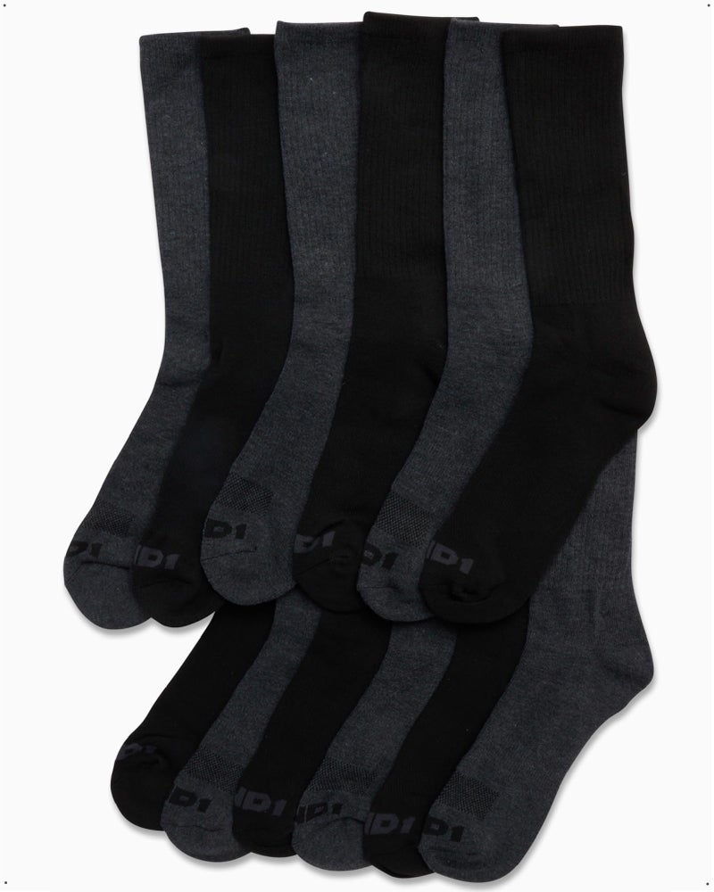 AND1 Mens Crew Socks - 12 Pack Moisture Wicking Cushioned Performance Breathable Athletic Socks for Men (Sizes: 6-12.5), Size 6-12.5, Black/Gray - Image 3